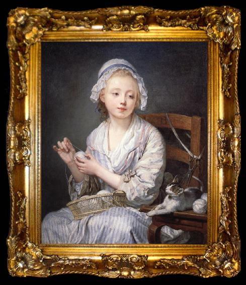 framed  Jean-Baptiste Greuze The Wool winder, ta009-2